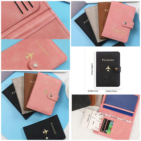 1pc Multi-Card PU Passport Holder - Snap Closure Faux Leather Lining Airplane Pattern Passport Case Minimalist Travel Accessory - Convenient Document Storage And Travel Items Holiday Supplies Travel Stuff Travel Organiser Travel Items Travel Wallet