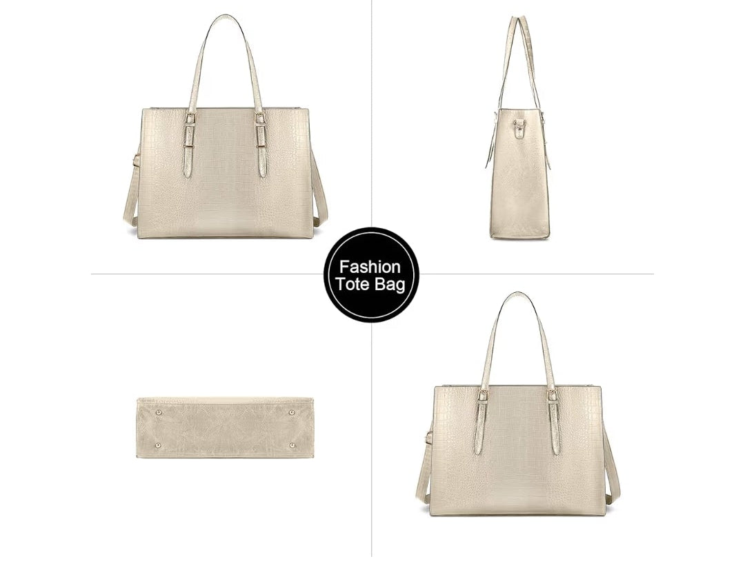 Laptop Bag for Women 15.6 Inch Laptop Tote Bag Leather Classy Computer Briefcase for Work Waterproof Handbag Professional Shoulder Bag Women Business Office Bag Large Capacity