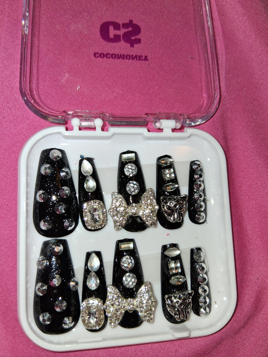 COCOMONEY NAILS CUSTOM 1 OF 1 GLUE ON PRESS ON COMES WITH FREE GIFTS #b82