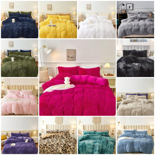 3Pcs Bedding Plush Shaggy Duvet Cover Set Warm Fluffy Faux Fur Duvet Cover With Pillowcases (1pc Faux Fur Duvet Cover+2pcs Pillowcases) Bedding Set For Bedroom Guest Room King Queen Full Twin Size Crystal Velvet Boho Bedding With 1 D3Pcs Bedding Plush Sha