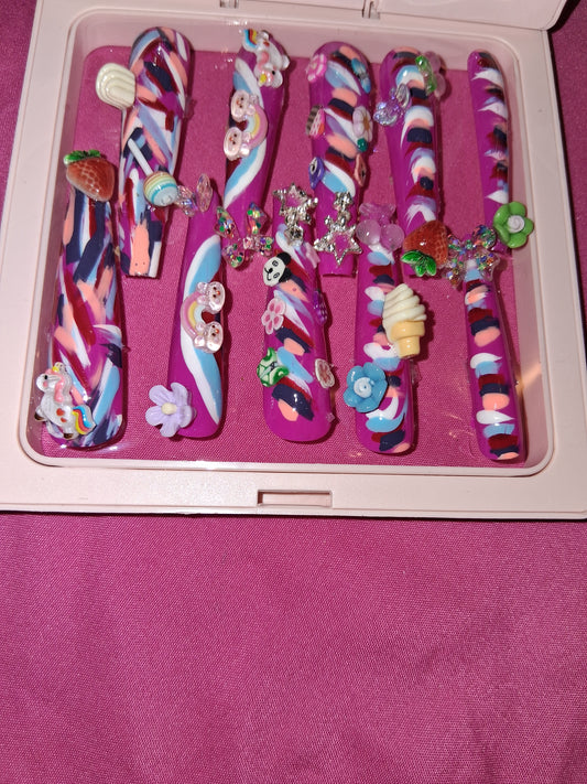COCOMONEY NAILS CUSTOM 1 OF 1 GLUE ON PRESS ON COMES WITH FREE GIFTS #p1