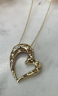COCOMONEY  1/7 Carat Diamond and 1 Carat Red Ruby Asymmetrical Open Heart Pendant Necklace for Women in 14k Yellow Gold (White, cttw) on 18 Inch Long Chain with Lobster Claw Clasp