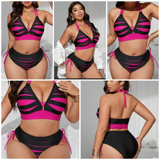 2 pieces plus size bathing suit polyester