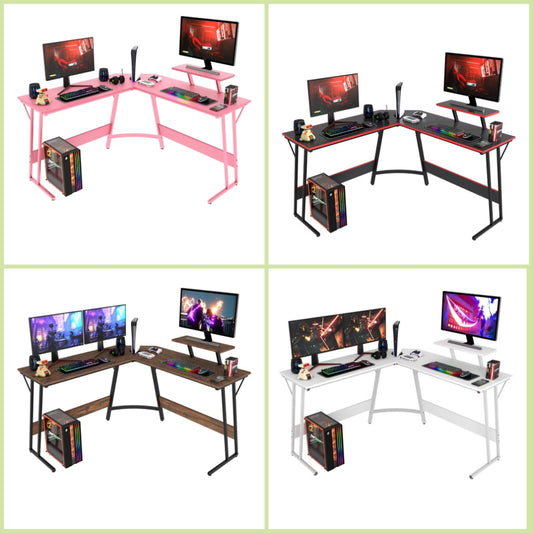 L Shaped Desk Corner Gaming Desk Computer Desk with Large Desktop Studying and Working and Gaming for Home and Work Place,