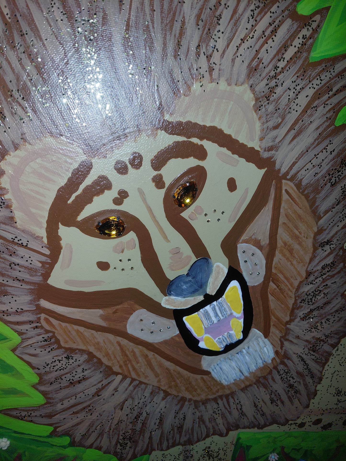 COCOMONEY ART King Of The Jungle 1 of 1 custom acrylic painting on canvas 14×18 inches