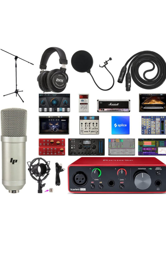 Focusrite Scarlett Solo 2x2 USB Audio Interface Full Studio Bundle with Creative Music Production Software Kit