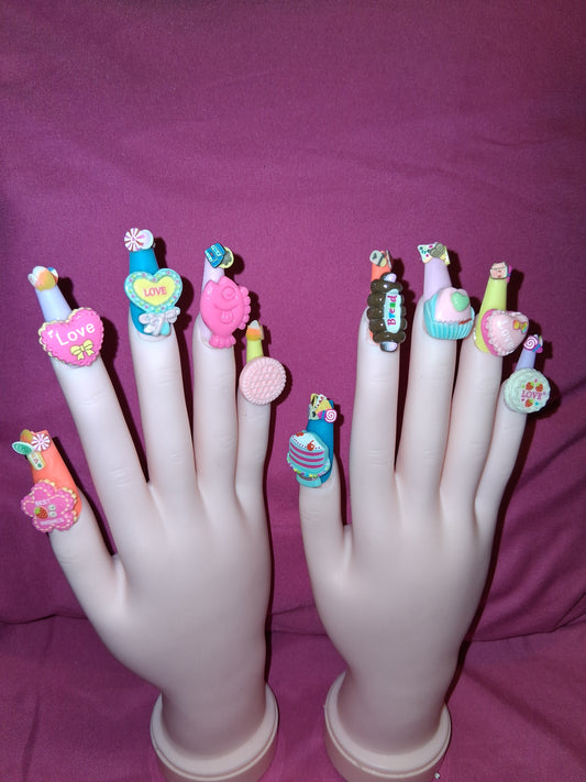 COCOMONEY NAILS CUSTOM 1 OF 1 GLUE ON PRESS ON COMES WITH FREE GIFTS #o76