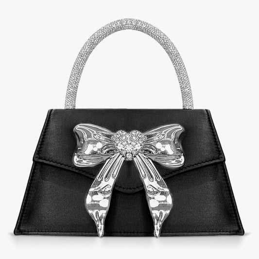 Bow Evening Bag, Rhinestone Handle Tote Bag,
