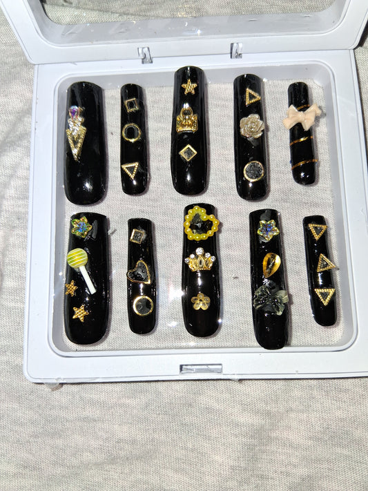 COCOMONEY NAILS CUSTOM 1 OF 1 GLUE ON PRESS ON COMES WITH FREE GIFTS #p26
