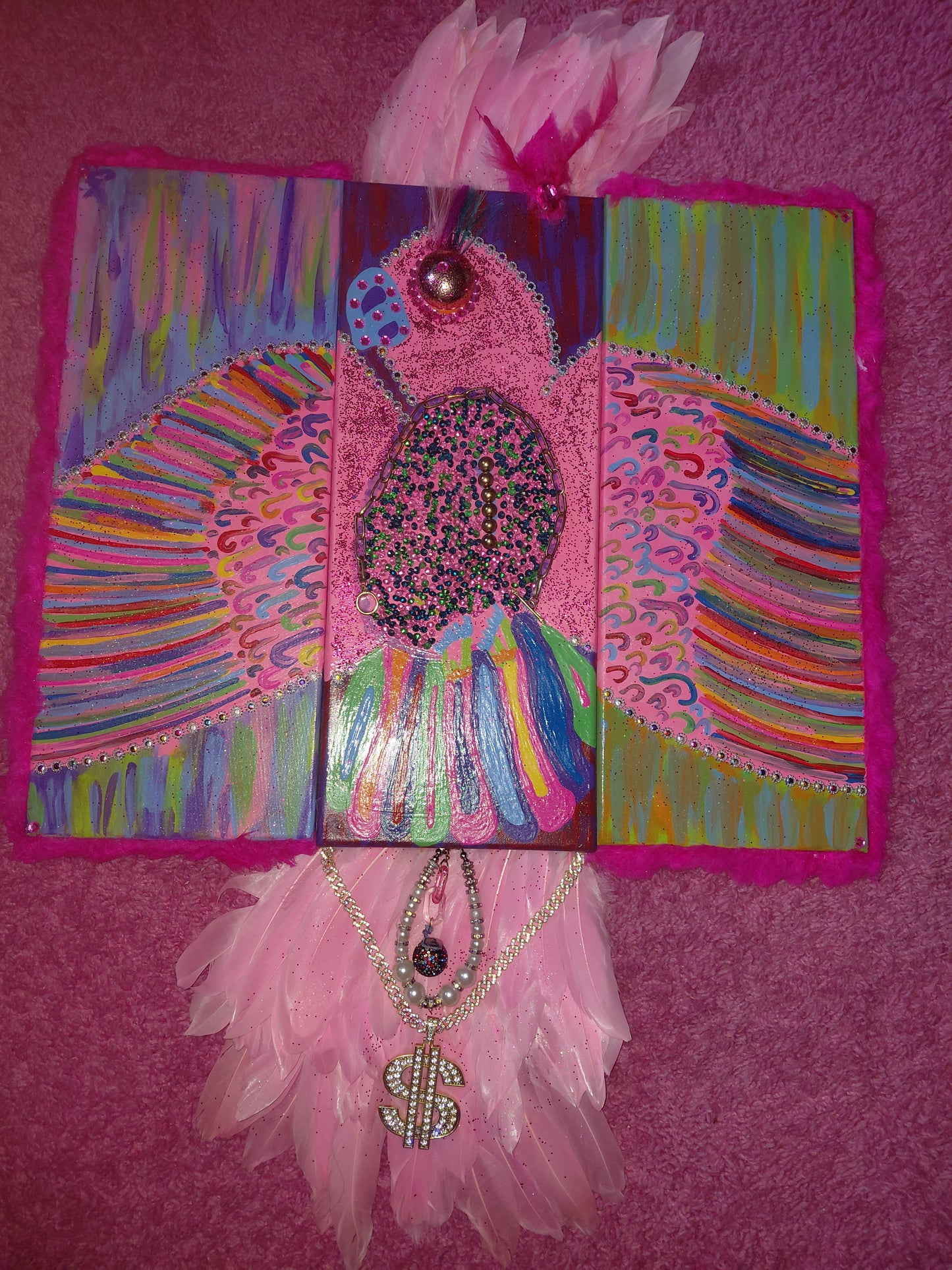 FREE BIRD✅️ CUSTOM PAINTING BY COCOMONEY 1 OF A KIND PIECE. 60×24 Inches 3 piece 1 painting connects together and makes 1 stunning piece of art signed C$ COCOMONEY by me personally dated and signed on the back.