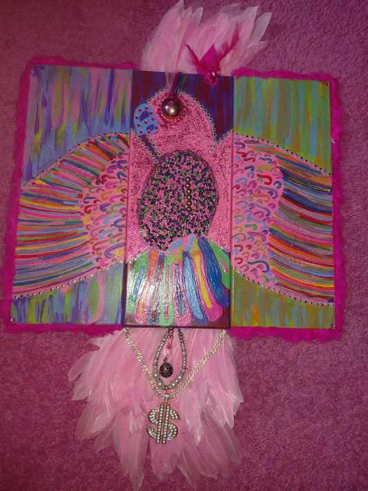FREE BIRD✅️ CUSTOM PAINTING BY COCOMONEY 1 OF A KIND PIECE. 60×24 Inches 3 piece 1 painting connects together and makes 1 stunning piece of art signed C$ COCOMONEY by me personally dated and signed on the back.