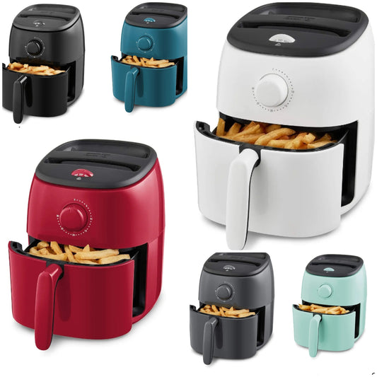 Electric Air Fryer Oven, 2.6 Qt., Red – Compact Air Fryer for Healthier Food in Minutes, Ideal for Small Spaces - Auto Shut Off, Analog, 1000-Watt