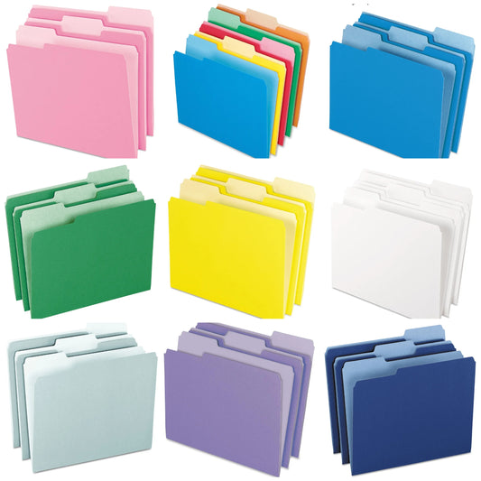 Two-Tone Color File Folders, Letter Size, 1/3 Cut, Navy, 100 Per box (152 1/3