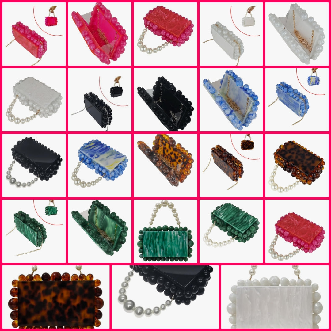 Marble C$ Acrylic Evening Handbag Marble Box Clutch Purse Women Beaded Party Prom Cocktail Bag COCOMONEY
