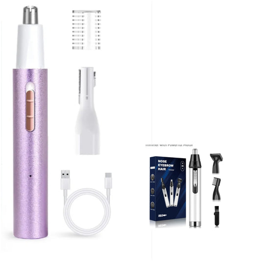 Nose Hair Trimmer for Women Men,2024 Rechargeable 2 in 1 Eyebrow & Facial Hair Trimmer, Professional Painless Ear Hair Trimmer with Powerful Motor and Dual-Edge Blades Easy Cleansing