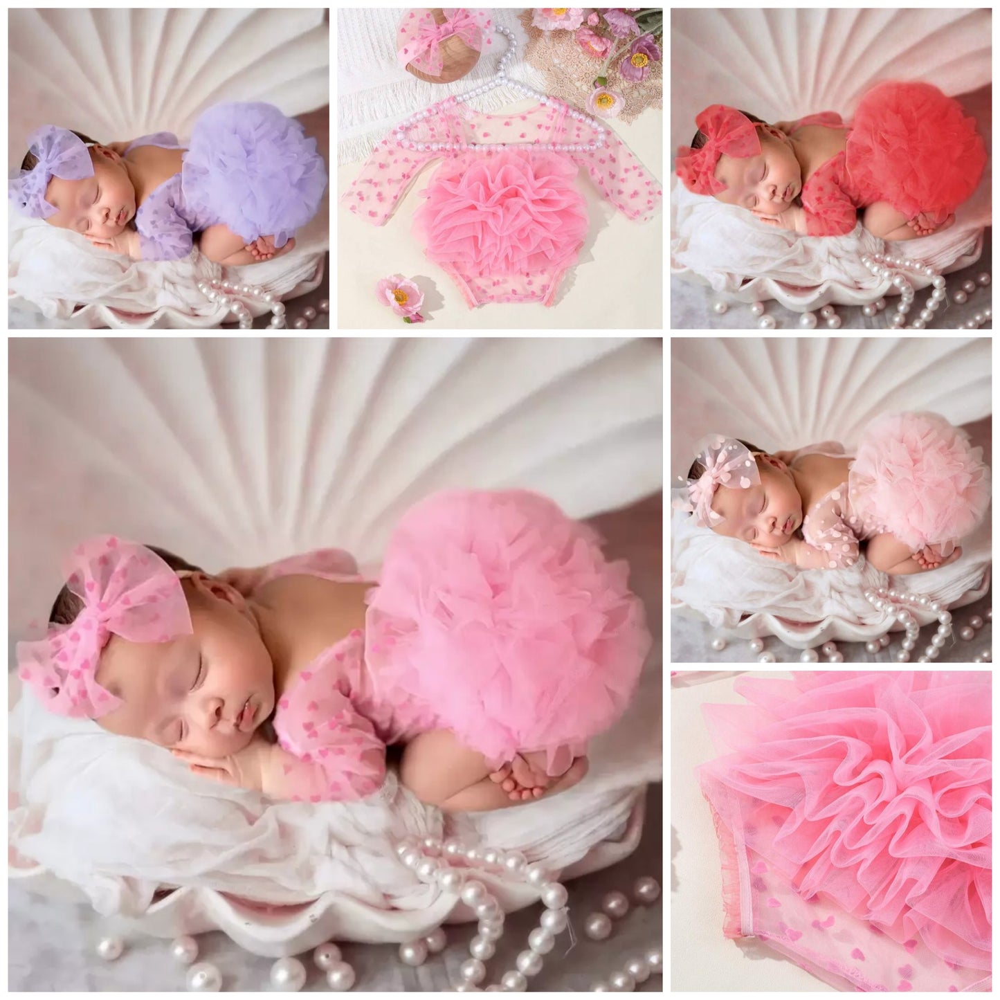 Newborn Photography Props - Baby Polka Dot Lace Romper & Bow Headband Set COCOMONEY