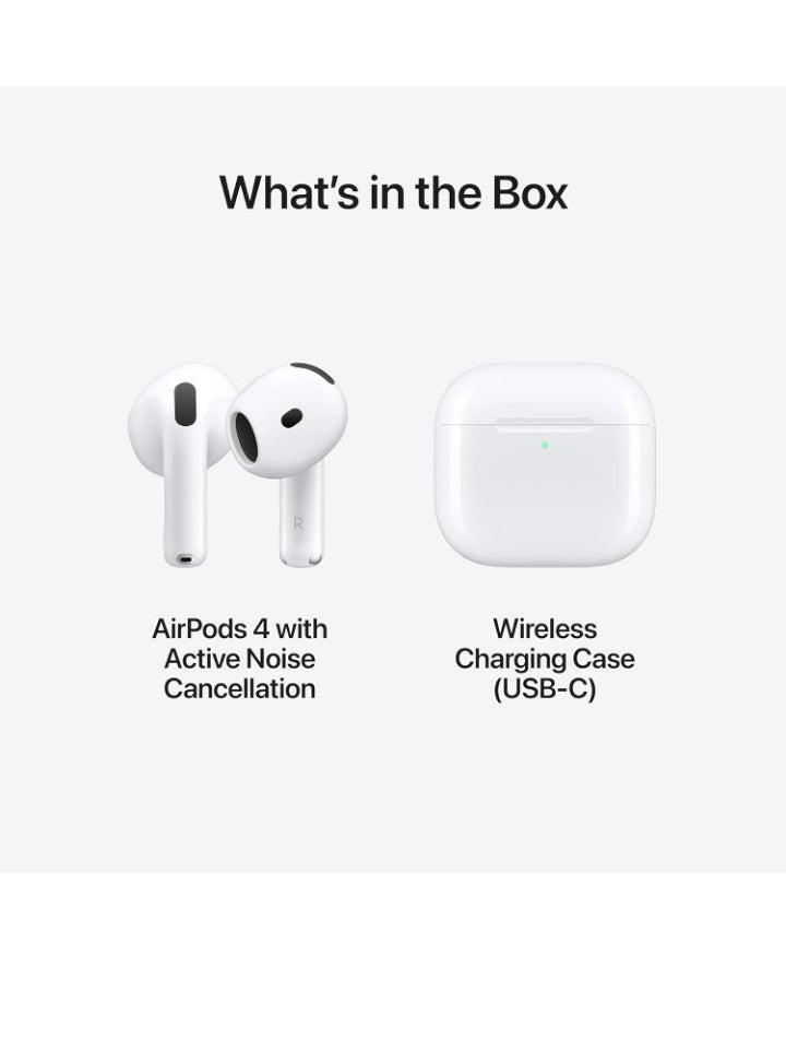 Apple AirPods 4 Wireless Earbuds, Bluetooth Headphones, with Active Noise Cancellation, Adaptive Audio, Transparency Mode, Personalized Spatial Audio, USB-C Charging Case, Wireless Charging, H2 Chip