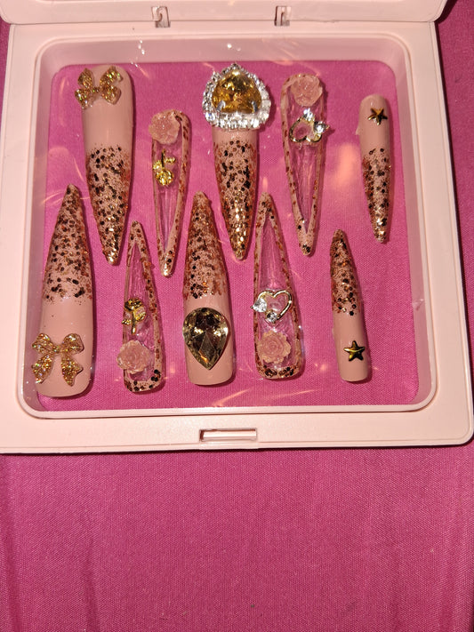COCOMONEY NAILS CUSTOM 1 OF 1 GLUE ON PRESS ON COMES WITH FREE GIFTS #o2