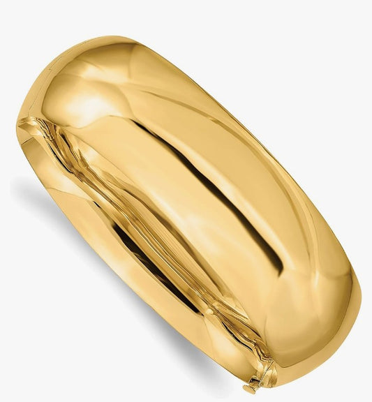 COCOMONEY 14K Solid Yellow Gold 20.65mm Oversize Hinged Bangle Bracelet