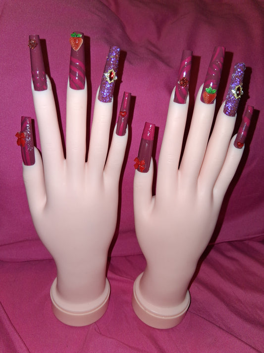 COCOMONEY NAILS CUSTOM 1 OF 1 GLUE ON PRESS ON COMES WITH FREE GIFTS #o53