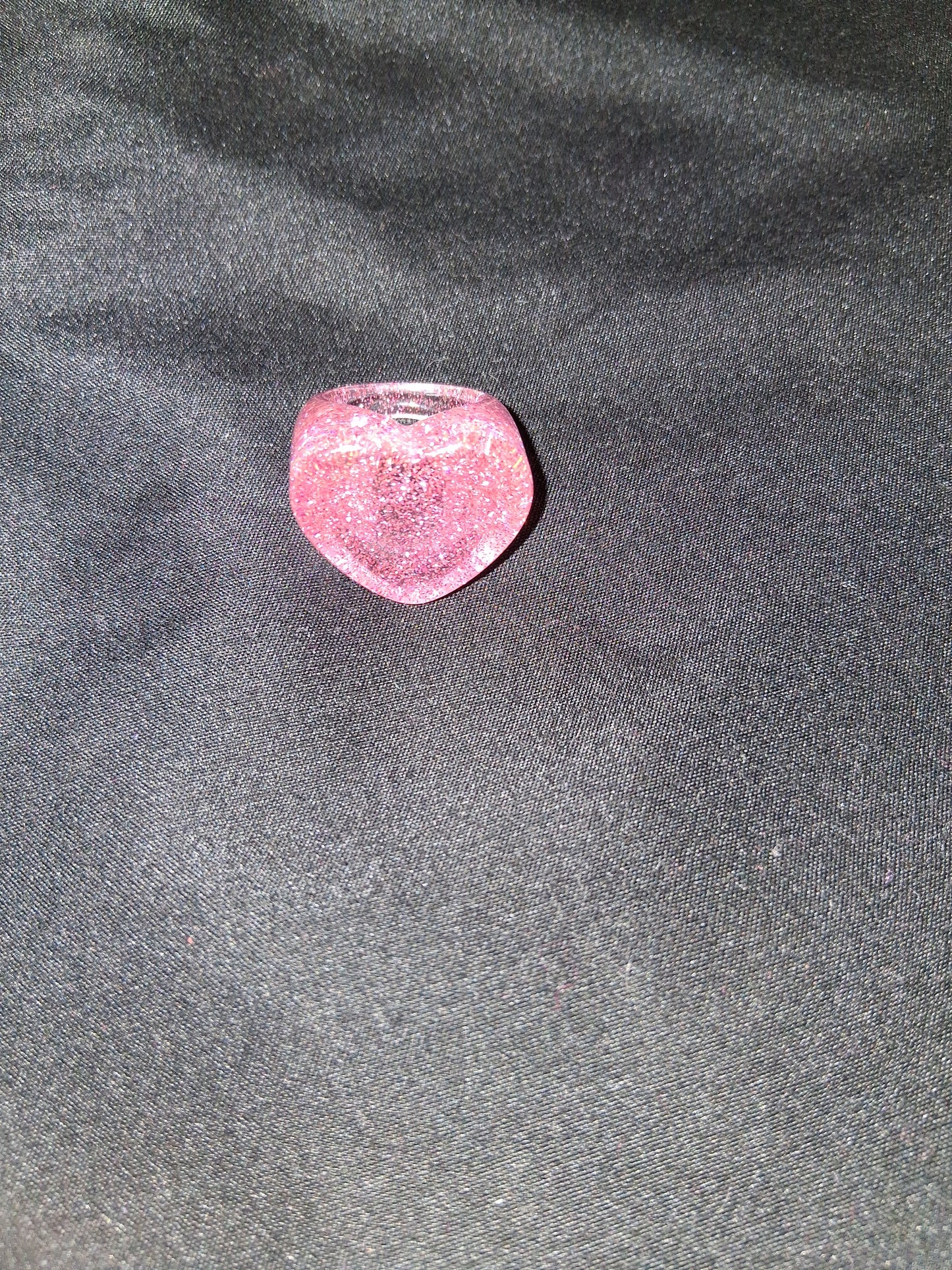Cocomoney heart ring glitter resin costume jewelry size 7