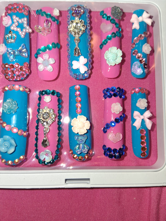 COCOMONEY NAILS CUSTOM 1 OF 1 GLUE ON PRESS ON COMES WITH FREE GIFTS #o23