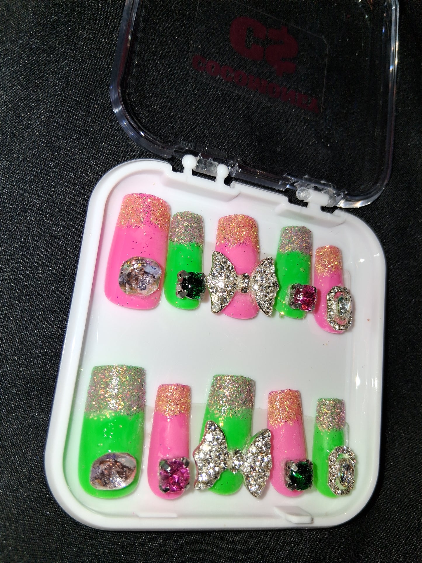 COCOMONEY NAILS CUSTOM ONE OF A KIND PIECES WITH NAIL BAG AND FREE GIFTS ACRYLIC