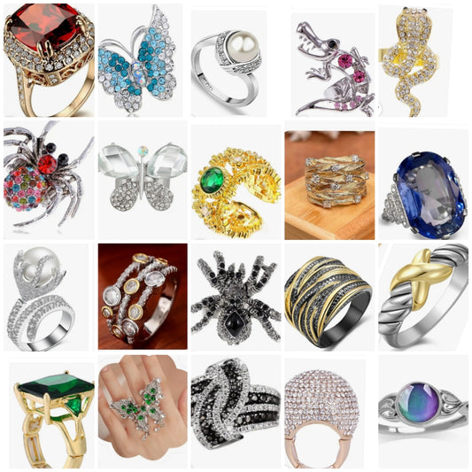 20 piece Costume rings metal jewelry random mix jewelry in various sizes random mix