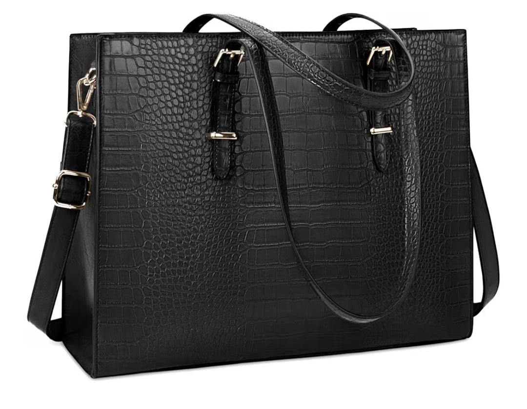 Laptop Bag for Women 15.6 Inch Laptop Tote Bag Leather Classy Computer Briefcase for Work Waterproof Handbag Professional Shoulder Bag Women Business Office Bag Large Capacity