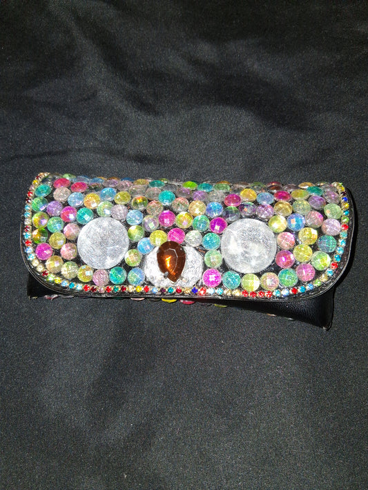 COCOMONEY Glasses Case Custom 1 OF A KIND PIECE GEMSTONES Velcro Closure