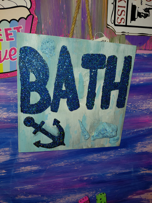 COCOMONEY ART Blue Bath 1 OF 1 CUSTOM PIECE BY COCOMONEY painting on wood
