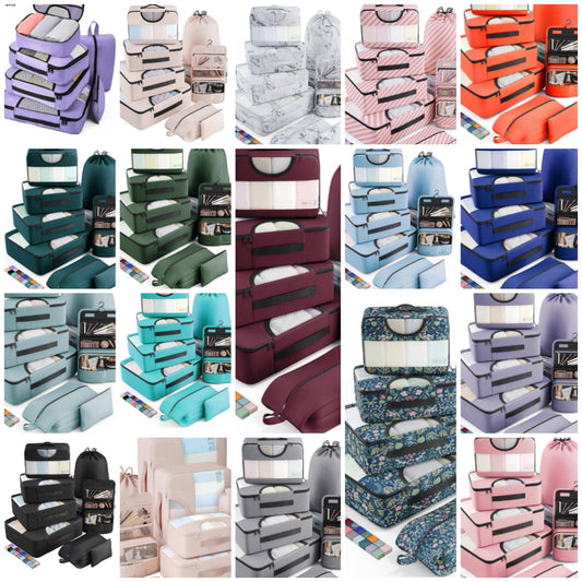 8 pc Set Packing Cubes for Travel Essentials, Suitcase Organizer Bags Set for Luggage, Road Trip Travel Accessories in 4 Sizes (Extra Large, Large, Medium, Small), Purple