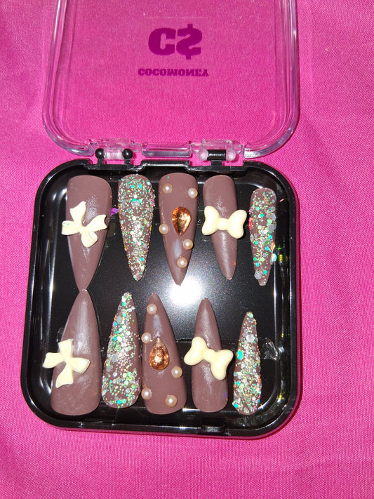 COCOMONEY NAILS CUSTOM 1 OF 1 GLUE ON PRESS ON COMES WITH FREE GIFTS #b88
