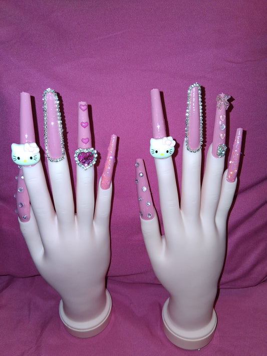COCOMONEY NAILS CUSTOM 1 OF 1 GLUE ON PRESS ON COMES WITH FREE GIFTS #o51