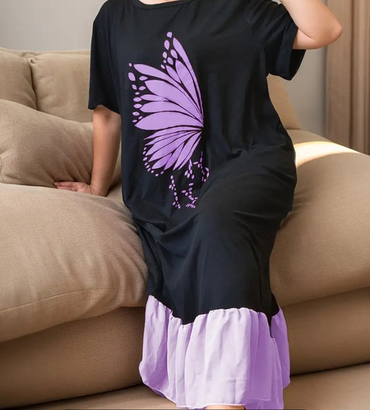 COCOMONEY NIGHT GOWN BUTTERFLY DESIGN