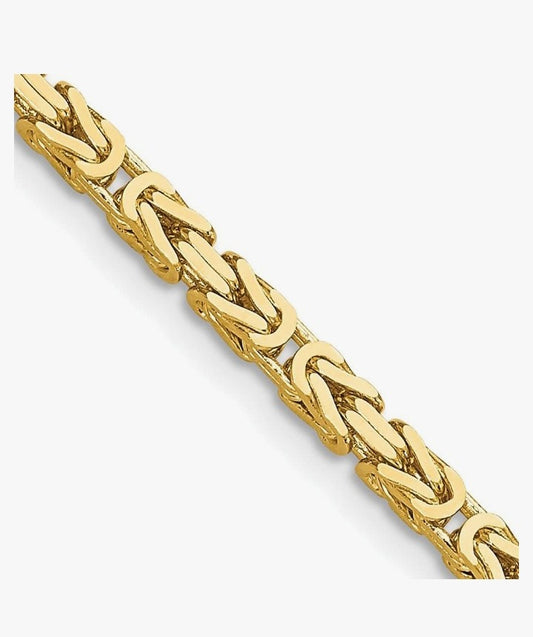 COCOMONEY  14k Gold 2.5mm Byzantine Chain Necklace