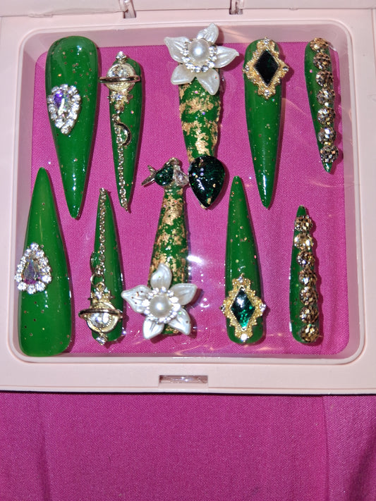 COCOMONEY NAILS CUSTOM 1 OF 1 GLUE ON PRESS ON COMES WITH FREE GIFTS #o30