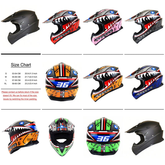 1Storm Adult Motocross Helmet BMX MX ATV Dirt Bike Downhill Mountain Bike Helmet Racing Style HKY_SC09S; Matt Black