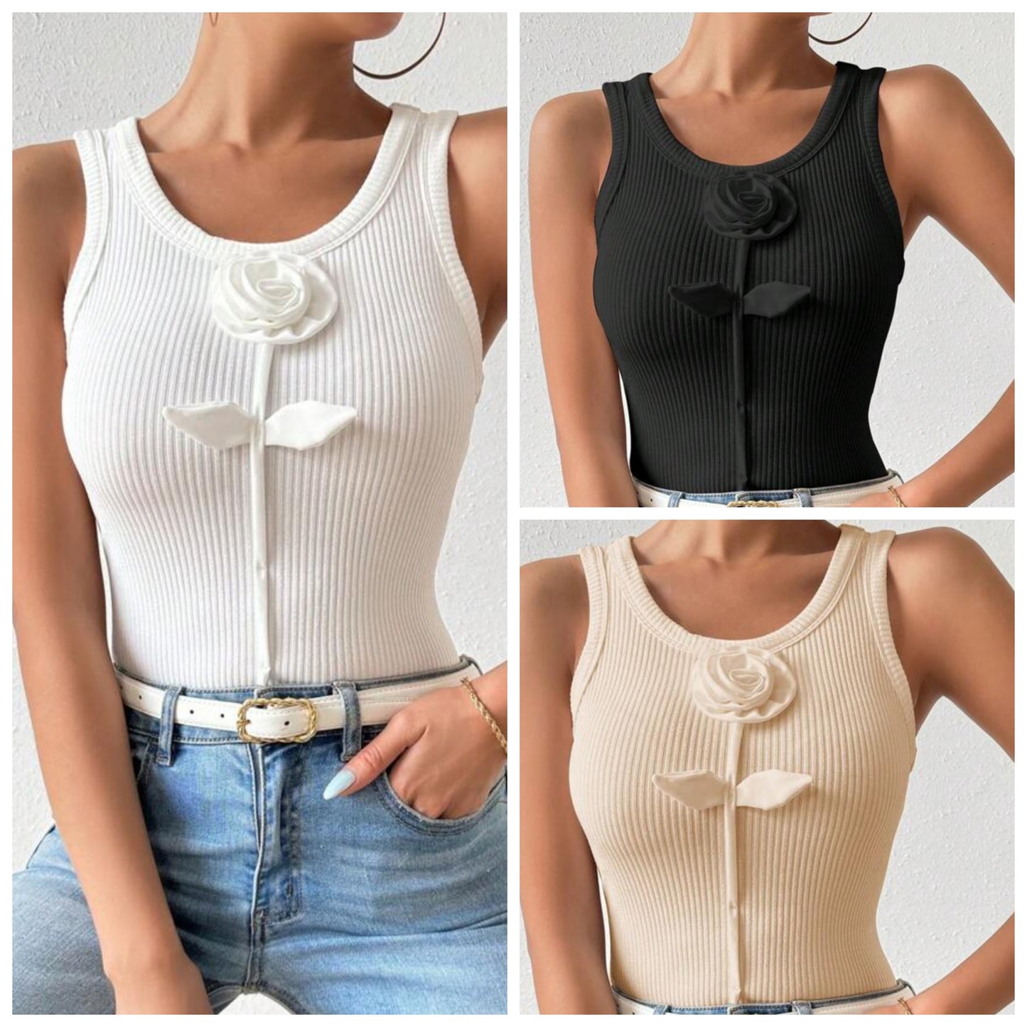 Tight-Fitting Sexy 3D Mesh Floral Strap Camisole Top Graphic Tees Women Tops COCOMONEY