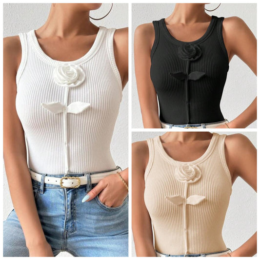 Tight-Fitting Sexy 3D Mesh Floral Strap Camisole Top Graphic Tees Women Tops COCOMONEY