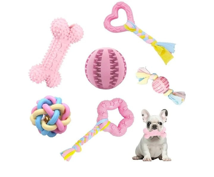 Puppy Chew Toys, 6 Pack Puppy Teething Toys for Small Breed, Soft Rubber Cute Blue Dog Toys, Eco-Friendly, Teeth Cleaning Interactive Tiny Puppy Toys for Small Dog