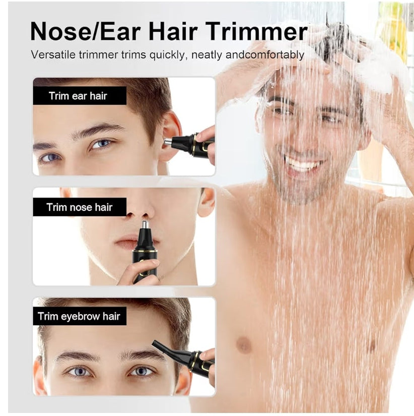 Nose Hair Trimmers for Men，Rechargeable Hair Trimmer 2 in 1 Painless Multifunctional Ear and Nose Hair Trimmer with IPX7 Waterproof Dual Edge Blades