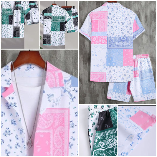 2pc Paisley Scarf Print Shirt & Shorts Without Tee COCOMONEY