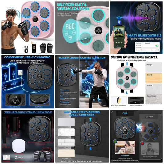 Intelligent Music Boxing Machine With Gloves,Smart Wall Mounted Bluetooth Punching Pad For Home Indoor And Gym Workouts,Ideal Fitness Equipment For Men Women Adults