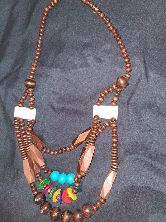COCOMONEY NECKLACE WOOD 32IN