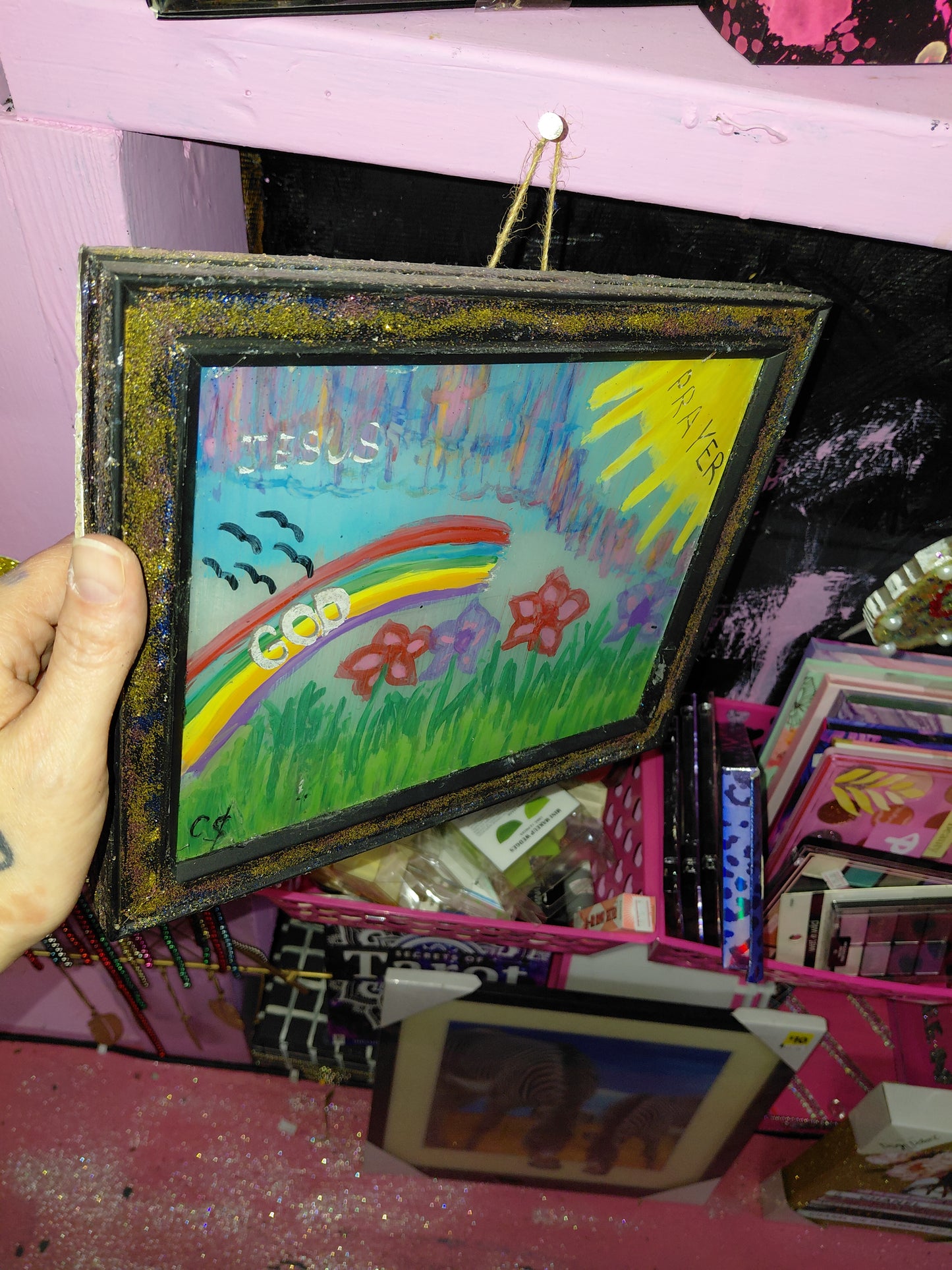 COCOMONEY ART Prayer 1 OF 1 CUSTOM PIECE BY COCOMONEY painting on glass