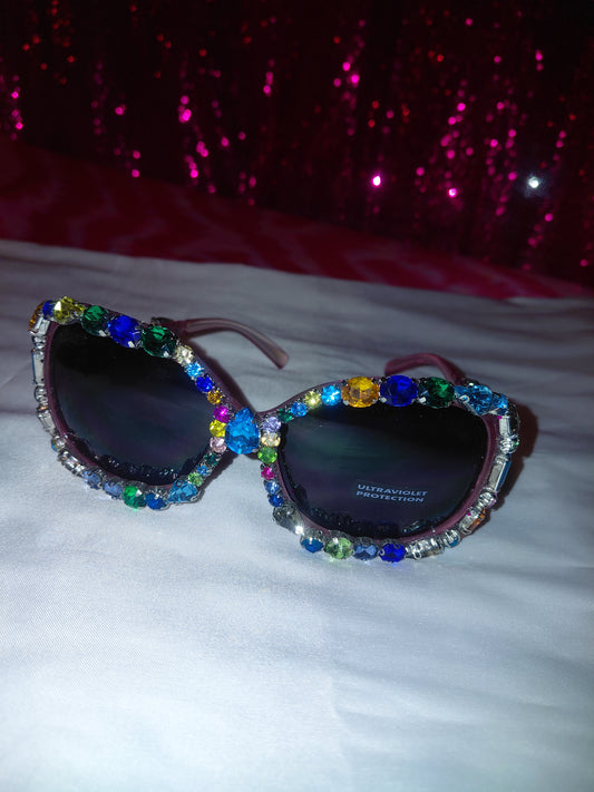 Cocomoney Glasses custom 1 of 1 pair sunglasses gemstones plastic materials uv COCOMONEY.STORE