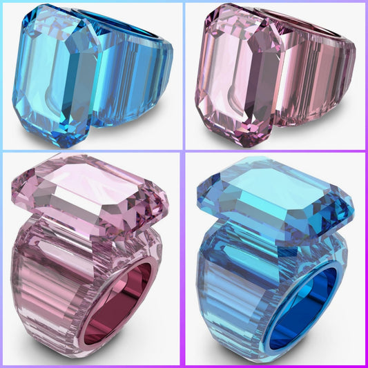SWAROVSKI crystal  Ring, Blue Crystal, Pink Crystal