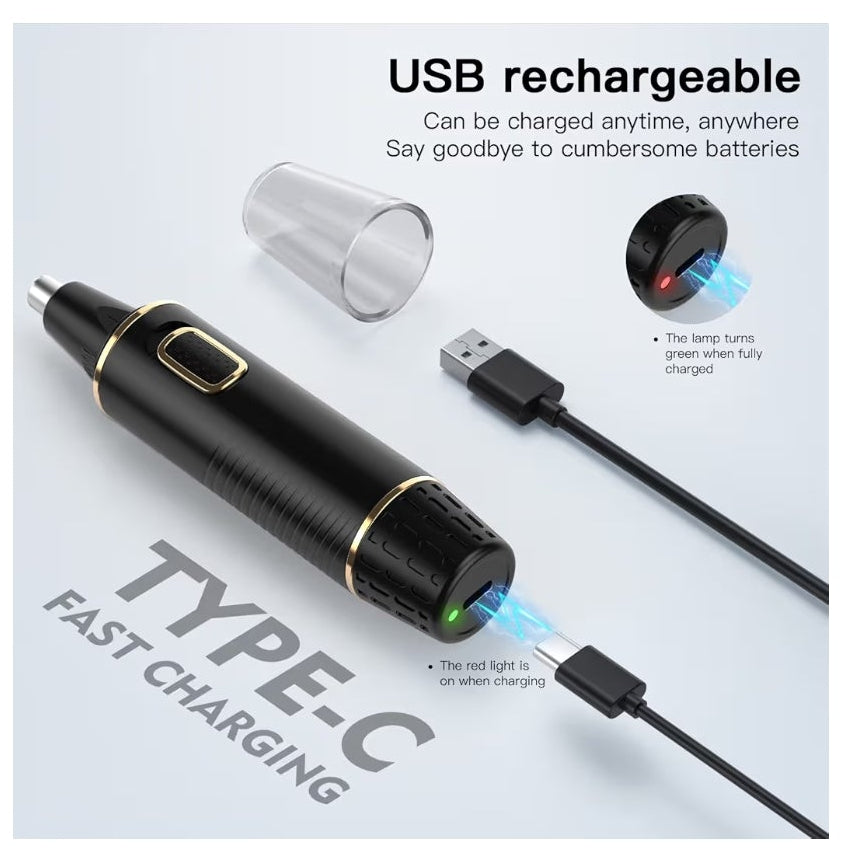 Nose Hair Trimmers for Men，Rechargeable Hair Trimmer 2 in 1 Painless Multifunctional Ear and Nose Hair Trimmer with IPX7 Waterproof Dual Edge Blades
