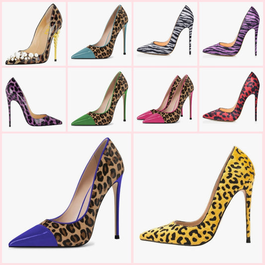 Women Sexy Leopard Printed Dress Shoes Pointy Toe High Heels Stilettos Pumps Party Formal Shoes